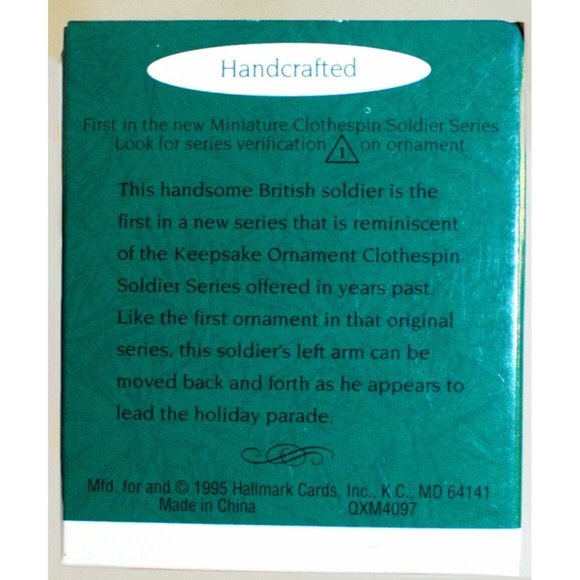 VTG 1995 Hallmark Keepsake Ornament Miniature Clothespin Soldier Collector Serie - Picture 15 of 16